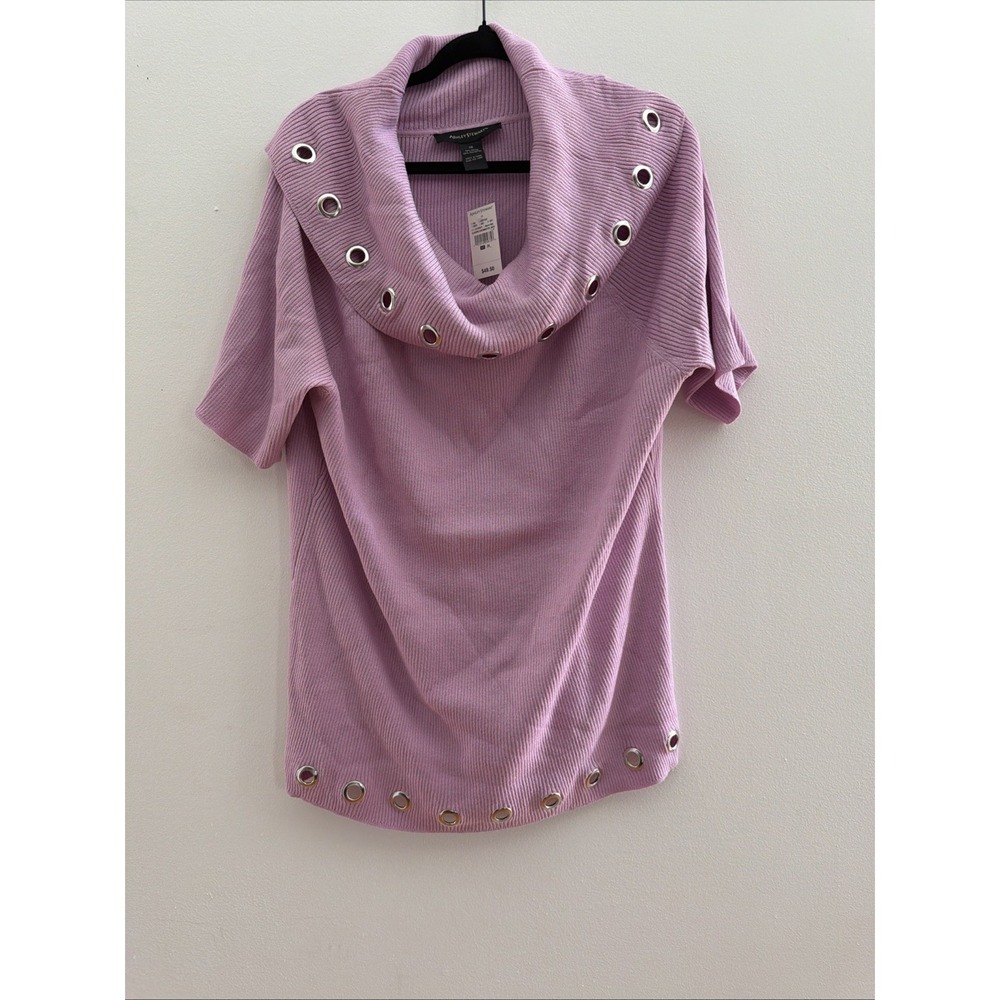Ashley Stewart Cowl Neck Grommet Purple‎ Blouse NWT Size 26 Ribbed